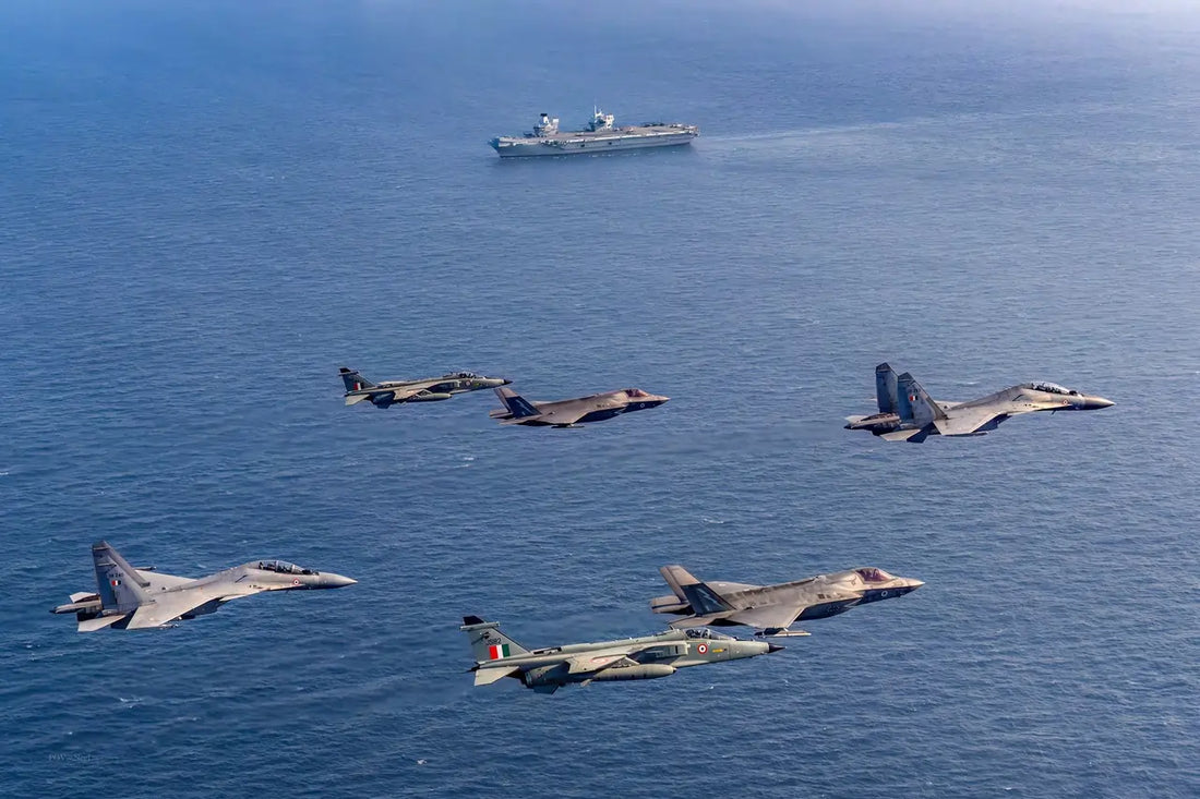 IAF and Royal Navy Execute Joint Operation Over Indian Ocean with Advanced Fighter Jets