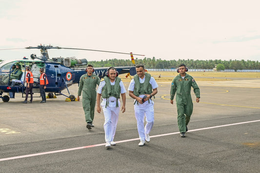 Vice Admiral V Srinivas Conducts Strategic Review at INS Parundu Naval Air Station