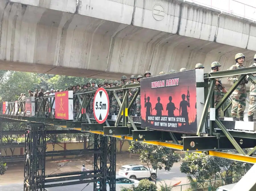 Indian Army Constructs Bailey Bridge on Delhi Ring Road, Enhancing Safety and Civilians' Access