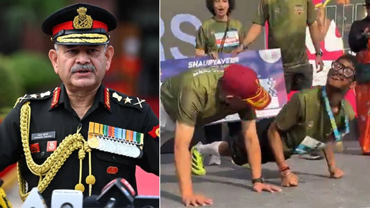 Army Chief General Upendra Dwivedi Participates in Push-Up Challenge with Specially-Abled Athlete at Shauryaveer Run