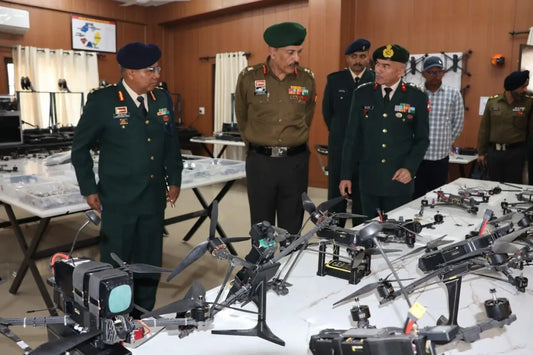 Lt Gen Rajiv Kumar Sahni Reviews Drone Fabrication Facilities, Commends Innovation at Vajra Corps