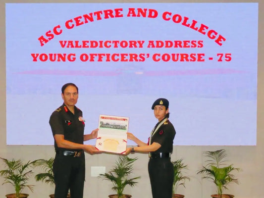 Lt Kanchan Sherawat Honored as Best Student at ASC Centre & College Young Officers’ Course Completion