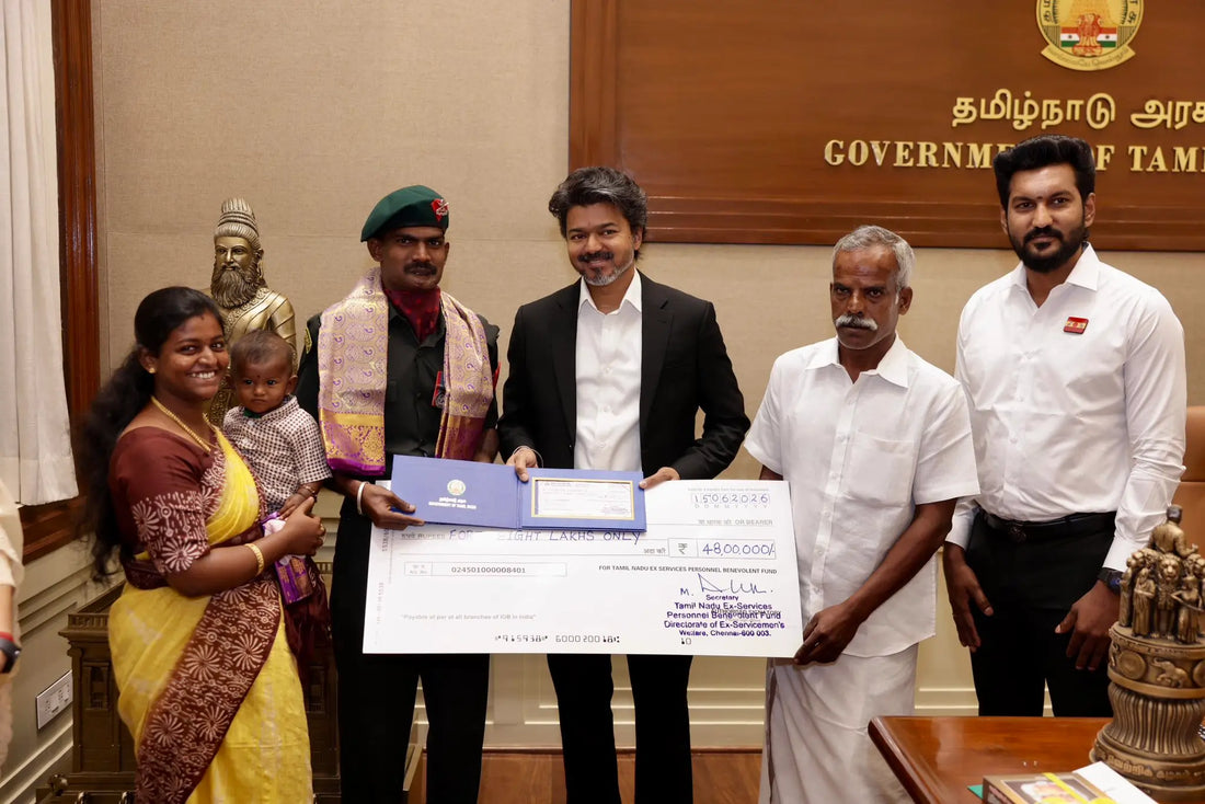Tamil Nadu CM Honors Gallantry Awardee Lance Naik Meenatchi Sundaram with ₹48 Lakh Cheque