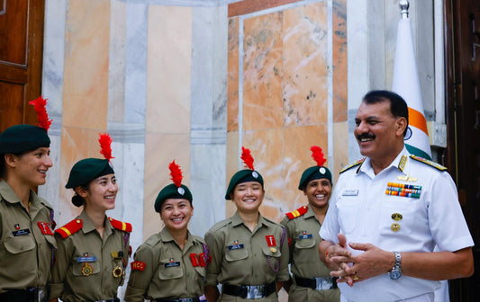 Admiral DK Tripathi Commends NCC Cadets at the Third Historic Everest Summit
