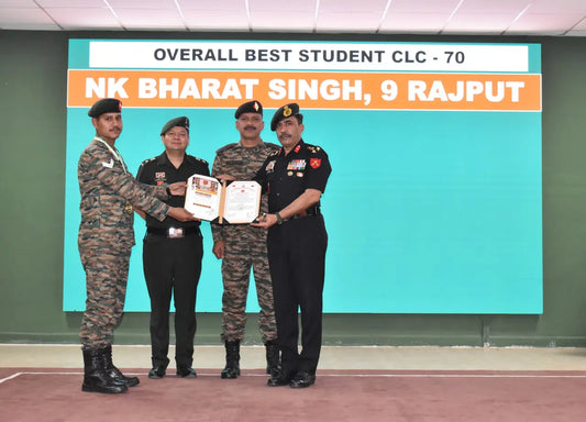 Nk Bharat Singh Honored as Best Student at NCO Academy Dhana's Combat Leadership Course Conclusion