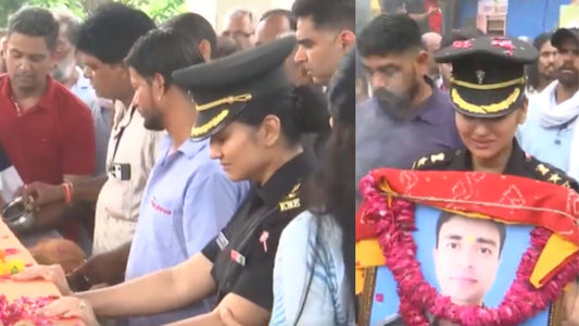 Lt Col Deepika Chauhan Mourns Husband Lt Col Rajveer Chauhan at Military Funeral in Jaipur
