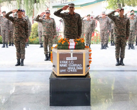 Indian Army Honors Fallen Soldier Lance Dafadar Bharvad Mehulbhai Mepabhai in Ganderbal