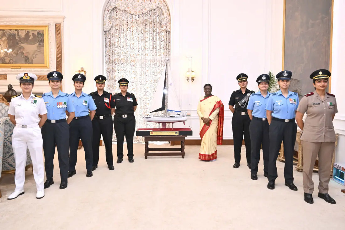 President Murmu Honours IASV Triveni's All-Women Crew for Historic Circumnavigation Achievement