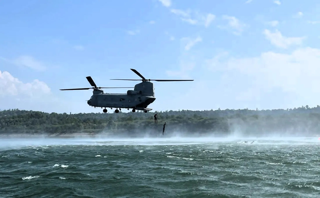 Special Forces Training School Masters Helocasting Exercise from CH-47 Chinook Helicopters