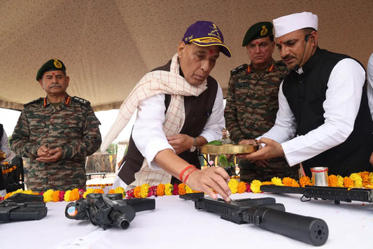 General Upendra Dwivedi Leads Shastra Puja Ceremony with AK-203 in Bhuj on Dussehra