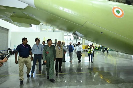 Air Marshal Awadhesh Kumar Bharti Assesses Progress at Tata-Airbus C295 Assembly Line in Vadodara