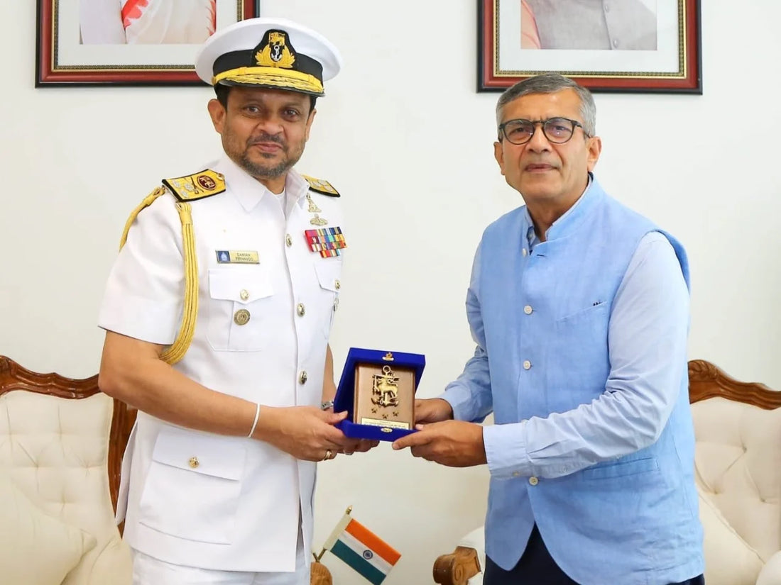 Sri Lankan Navy Commander Vice Admiral Damian Fernando Meets Defence Secretary Rajesh Kumar Singh in New Delhi