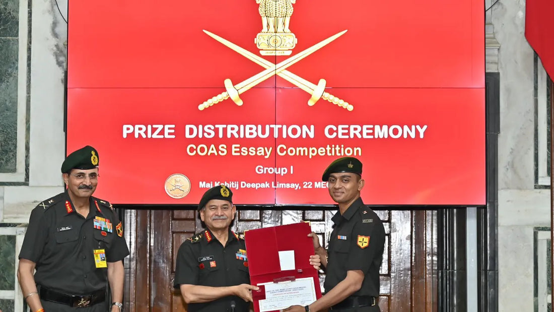 "Captain Vamshi Krishna and Major Kshitij Limsay Achieve High Ranks in COAS Gold Medal Essay Competition"
