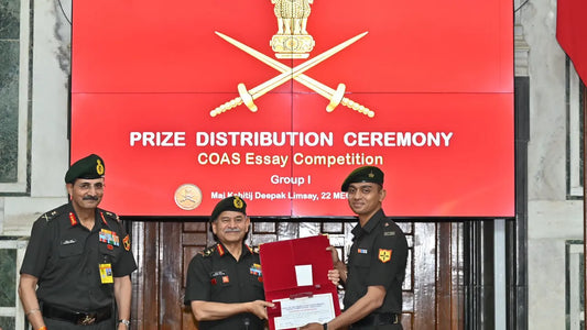 "Captain Vamshi Krishna and Major Kshitij Limsay Achieve High Ranks in COAS Gold Medal Essay Competition"