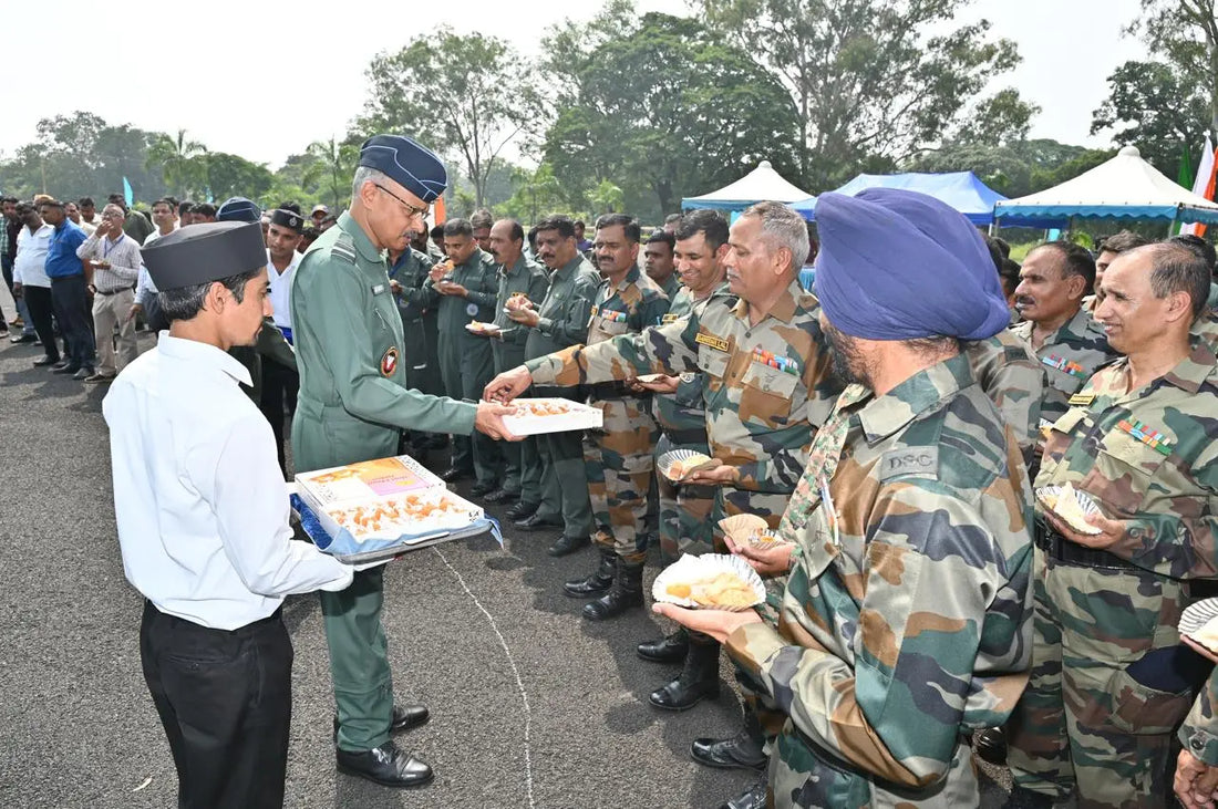 Air Marshal Vijay Kumar Garg Commemorates Diwali with Air Force Personnel and Families at Amla Station