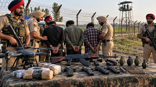 Punjab Police Arrest Five in Amritsar Drone Arms Smuggling Bust, Seize Assault Rifle, Pistols and Grenades