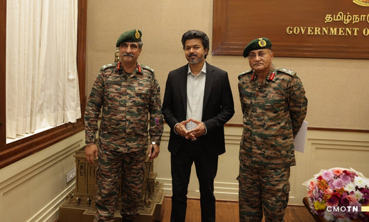 Lt Gen Rajesh Pushkar, Ulhas Kirpekar Meet Tamil Nadu CM C. Joseph Vijay in Chennai