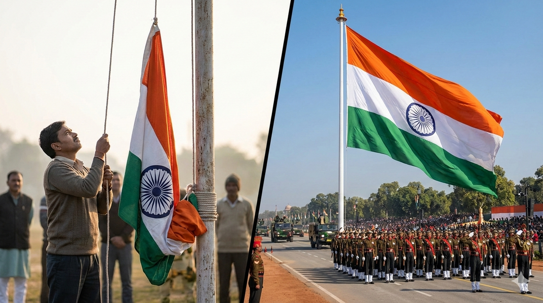 Hoisting vs Unfurling the Tricolour