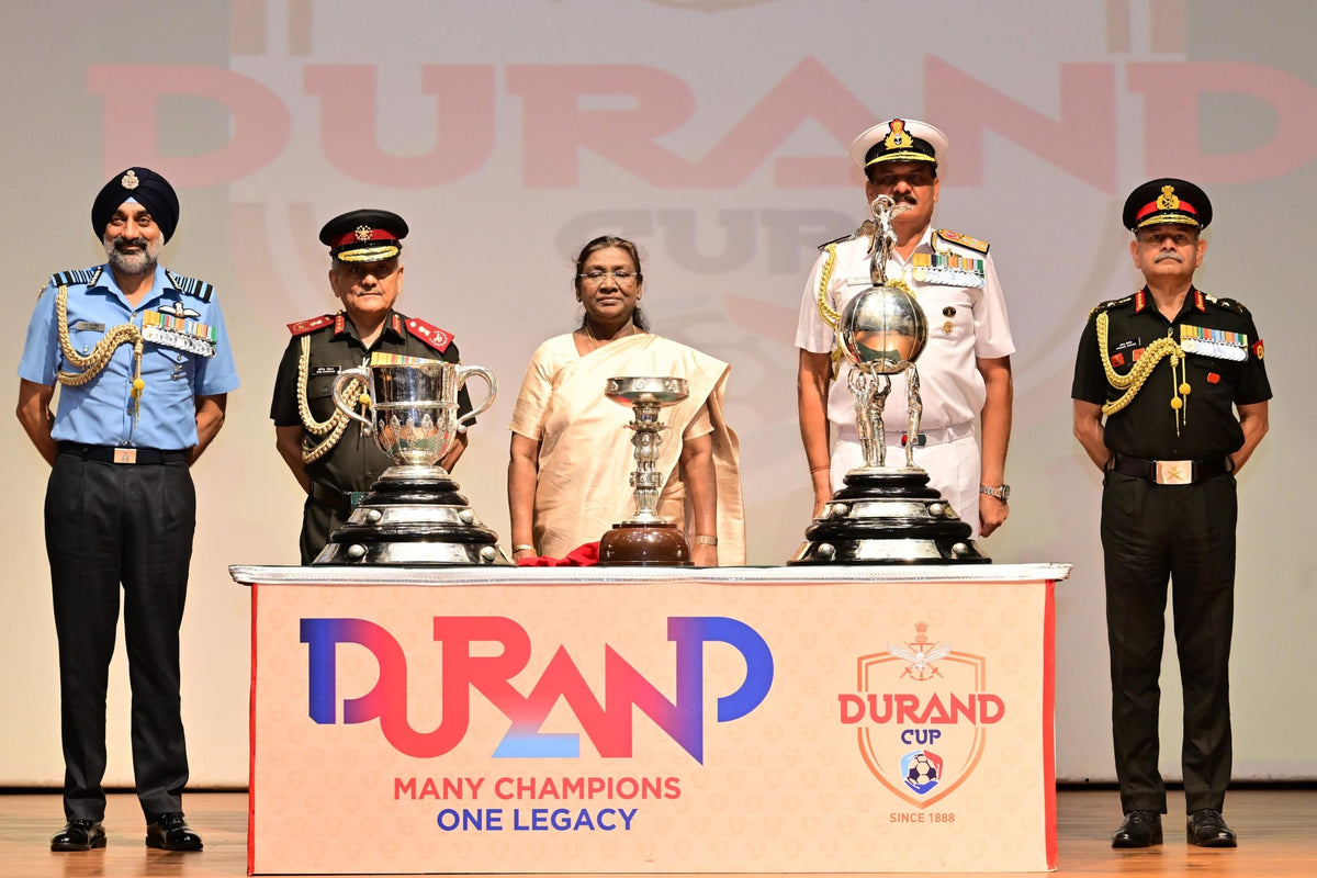 President Murmu and Armed Forces Chiefs Launch Durand Cup 2025 Trophies ...