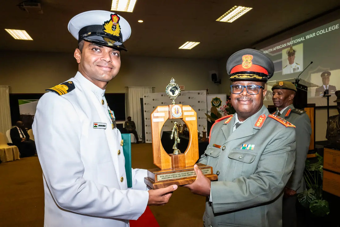 Lieutenant Commander Aayush Kishan Excels at South African National War College, Earning Multiple Awards