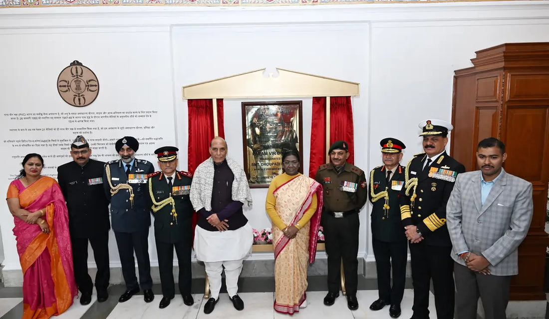 President Droupadi Murmu Unveils Param Vir Dirgha Honoring India's Bravest Soldiers at Rashtrapati Bhavan on Vijay Diwas