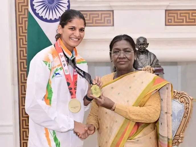 Indian President Honours Naib Subedar Jaismine for Global Boxing Achievements