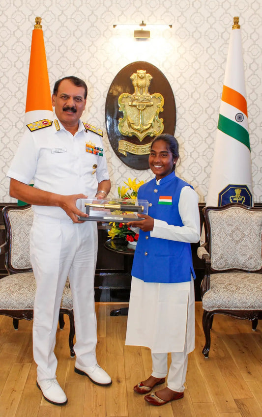 Admiral Tripathi Commends 14-Year-Old Sailing Champion Rameeza Bhanu as an Icon of Nari Shakti and Perseverance