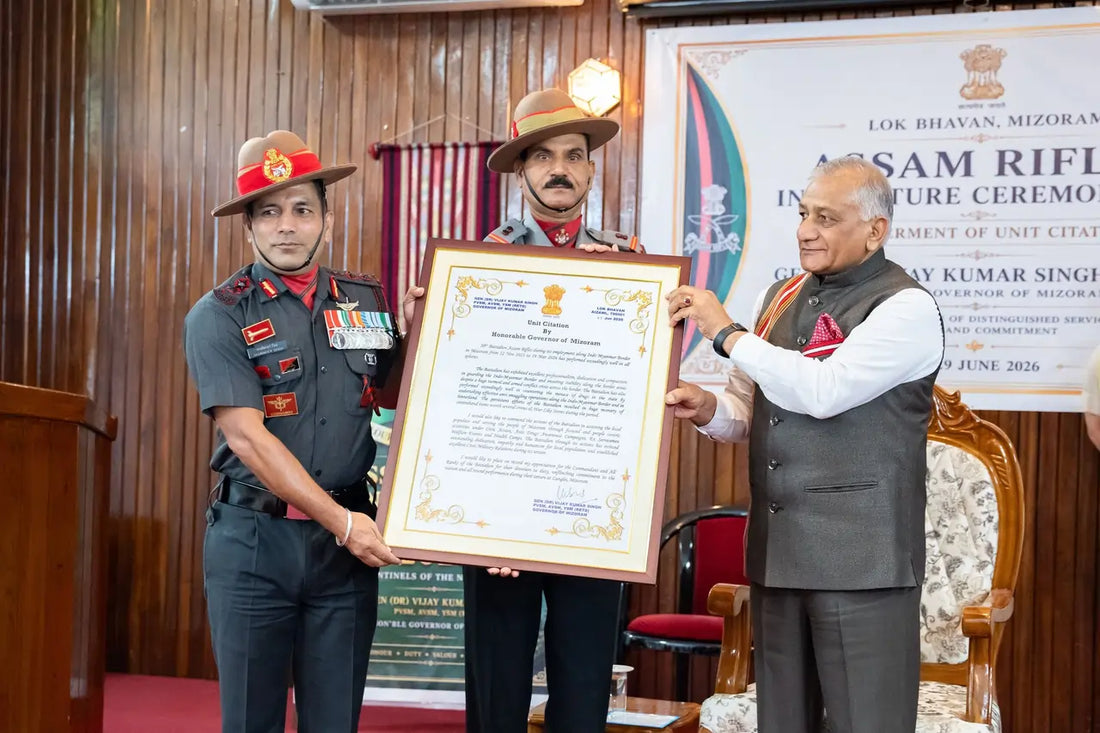 Mizoram Governor Honors 20th Battalion Assam Rifles with Governor's Unit Citation