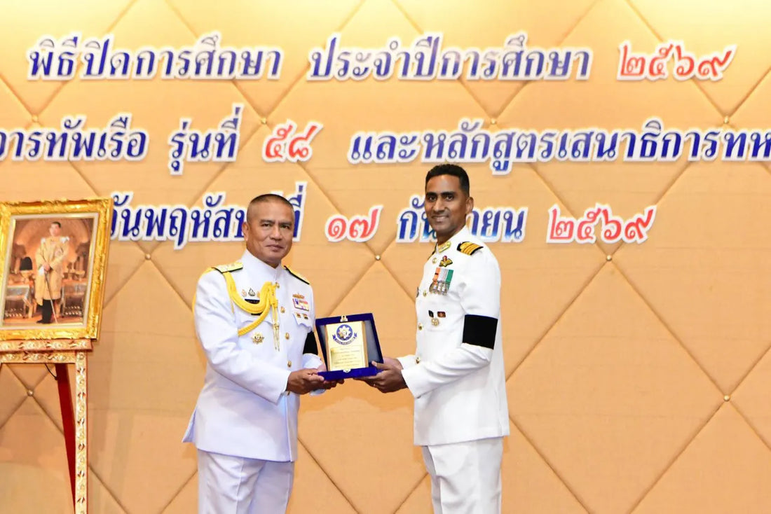 Indian Navy Officers Indraneel Bhardwaj and Sarthak Chauhan Honoured at Thailand Naval Graduation Ceremony
