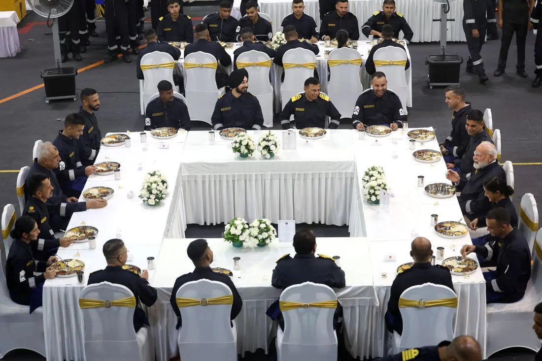 Prime Minister Modi Shares Traditional Thali with Sailors Aboard INS Vikrant During Diwali Celebration