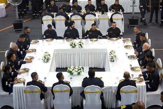 Prime Minister Modi Shares Traditional Thali with Sailors Aboard INS Vikrant During Diwali Celebration