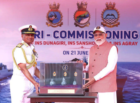 PM Modi Commissions New Naval Ships: INS Dunagiri, INS Sanshodhak, INS Agray Strengthen Indian Navy
