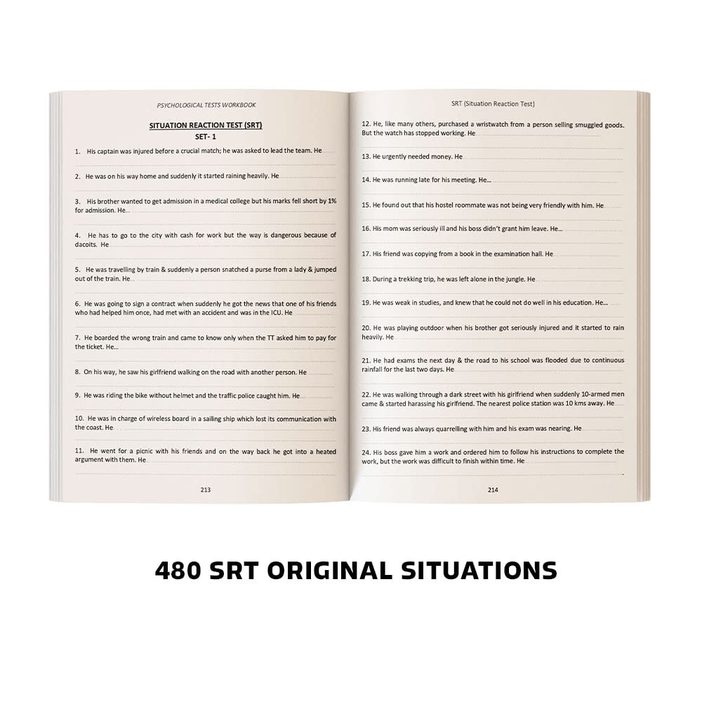 SSB Interview Psychological Tests Workbook : 2000+ Original TAT/WAT/SRT/SD Practice Questions