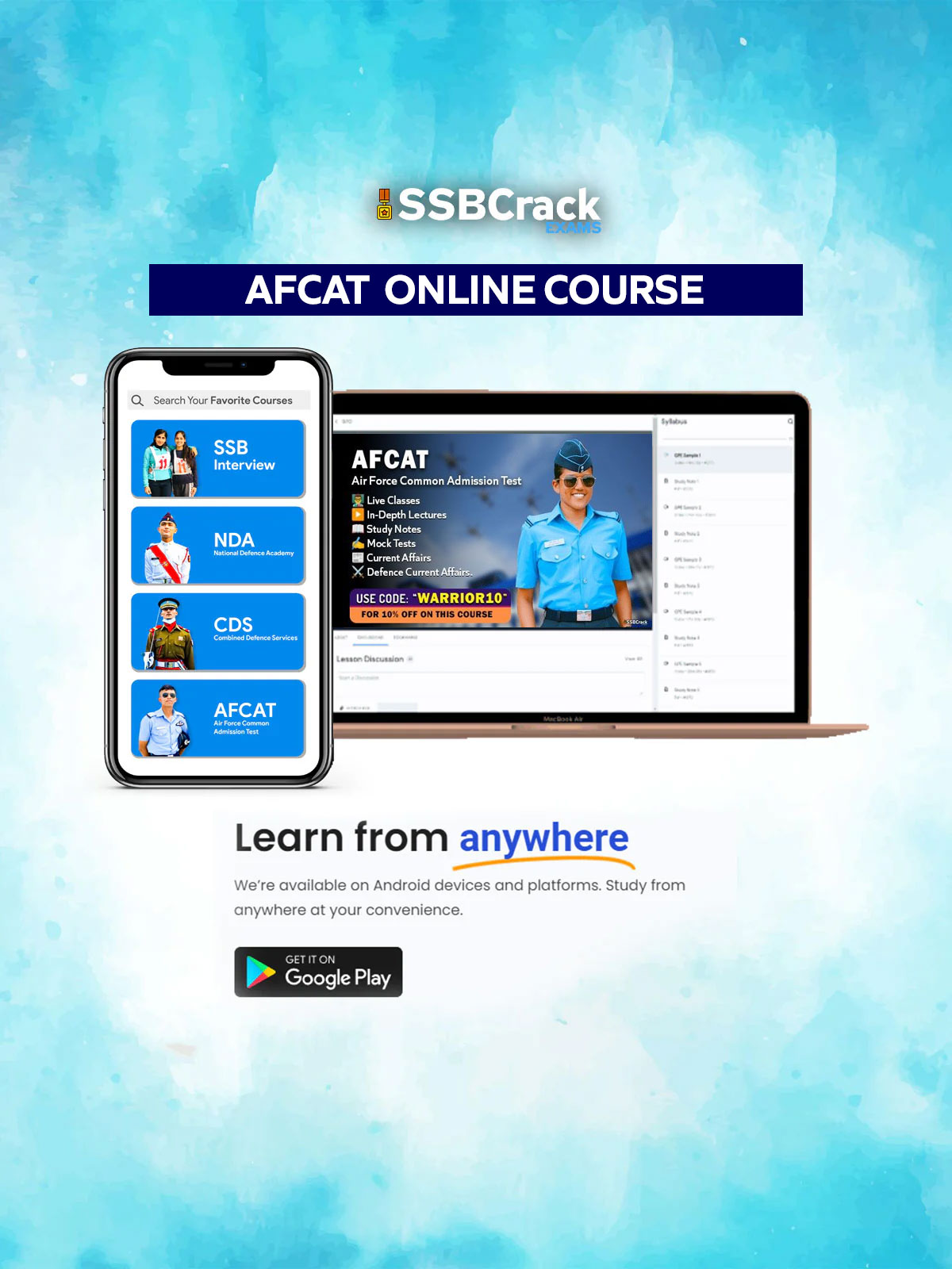 AFCAT Online Coaching + 4 SSB Books + 3 Rank Posters + 1 Year Access