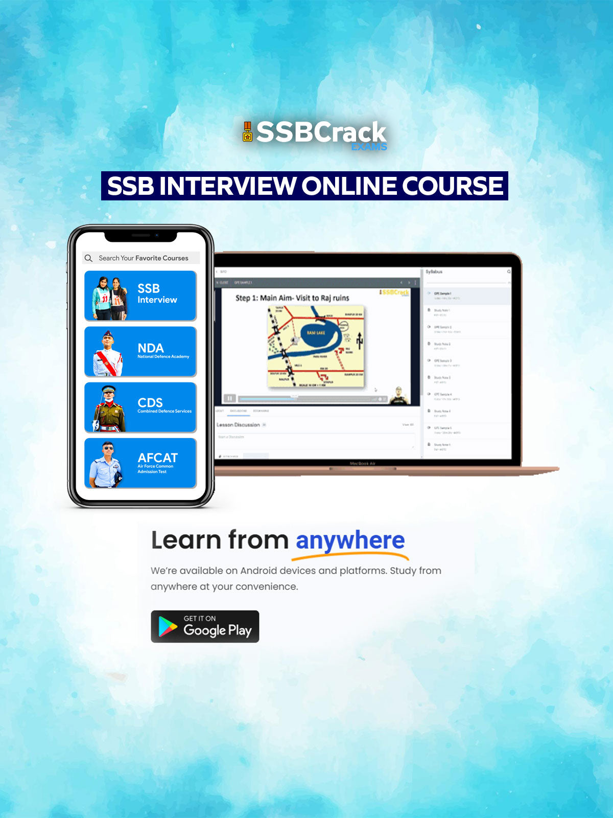 SSB Interview Online Coaching + 4 SSB Books + 3 Rank Posters + 1 Year Access